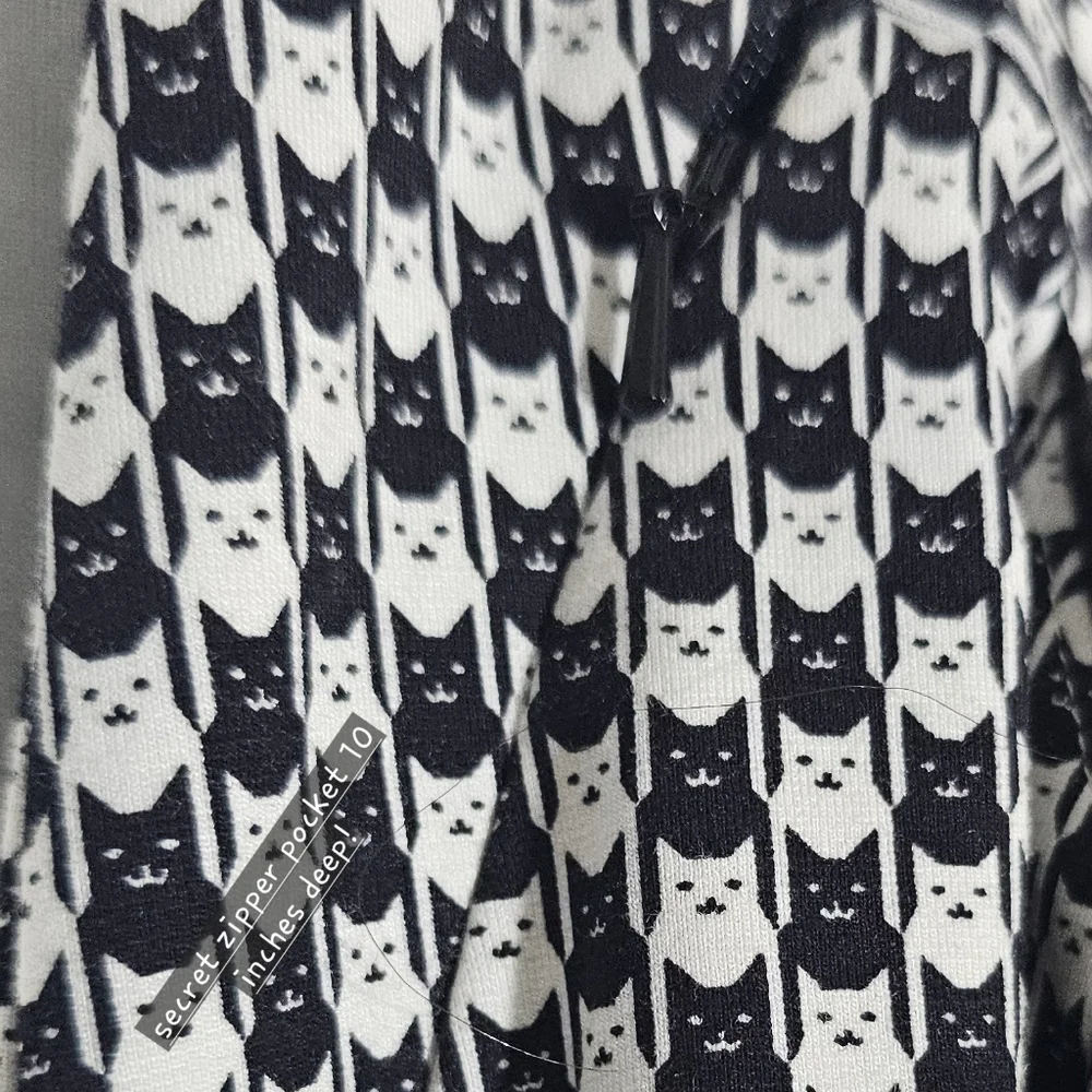 Betabrand Catstooth Dress Pant Yoga Pants L Short Petite NWOT Black White Cat - Picture 10 of 16